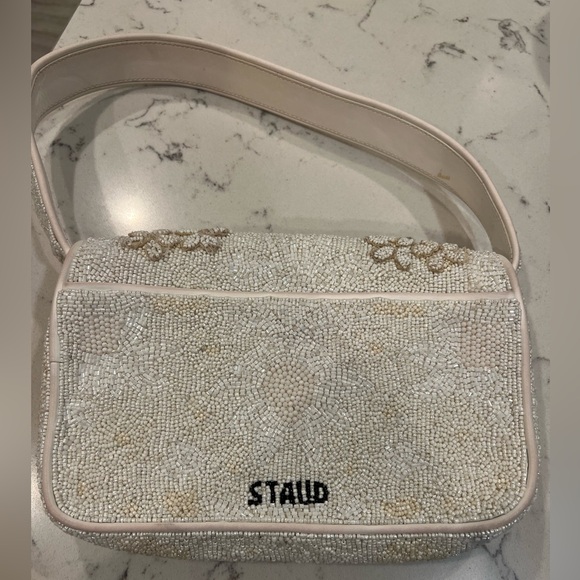 STAUD Tommy Beaded Bag, Garden Party white floral embroidered shoulder bag purse - Picture 14 of 15